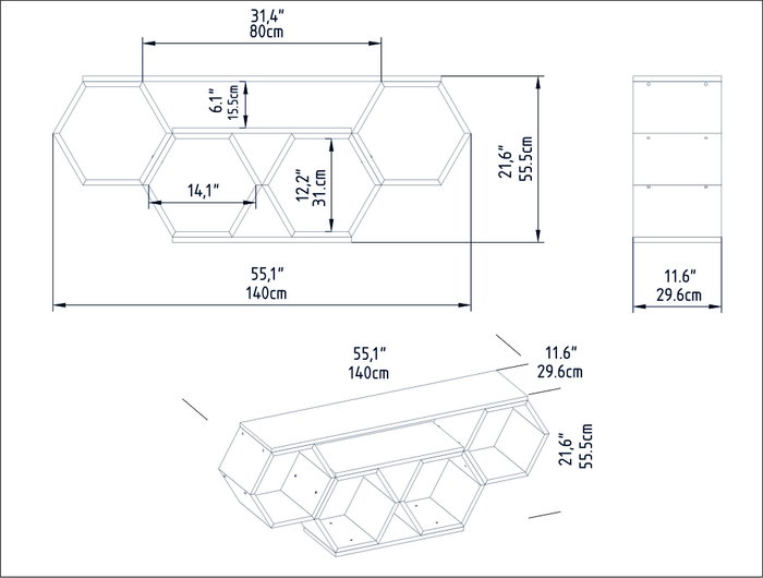 Hanah Home Soporte para TV Blanco y Sonomo Hanah Home Soporte para TV Blanco y Sonomo